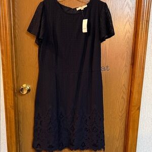 NWT LOFT Black Lace Midi Dress